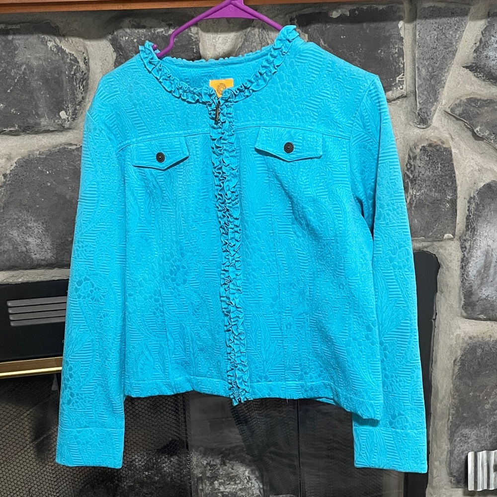 Ruby Rd. Vibrant Blue Ruffled Blazer